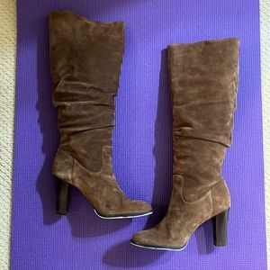 Banana Republic knee high dark brown real suede boots
